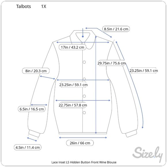 Talbots Lace Inset Long Sleeve Hidden Button Front Deep Wine Colored Blouse 1X - Picture 7 of 7